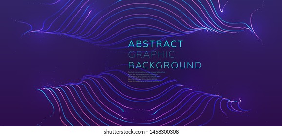 Glowing particles liquid dynamic flow. Trendy fluid cover design. Eps10 vector illustration