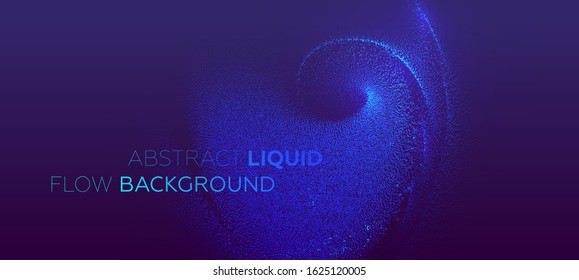 Glowing particles liquid dynamic flow. Trendy fluid cover design. Eps10 vector illustration