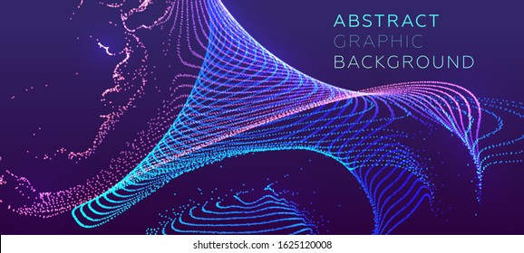Glowing particles liquid dynamic flow. Trendy fluid cover design. Eps10 vector illustration