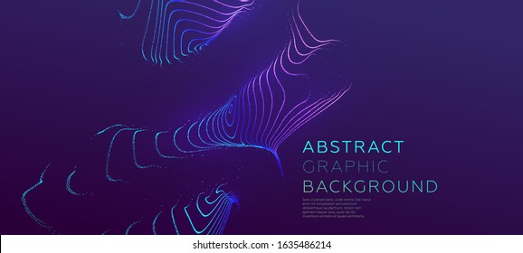Glowing particles liquid dynamic flow. Trendy fluid cover design. Eps10 vector illustration