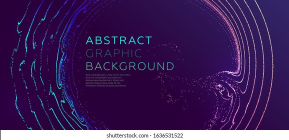 Glowing particles liquid dynamic flow. Trendy fluid cover design. Eps10 vector illustration