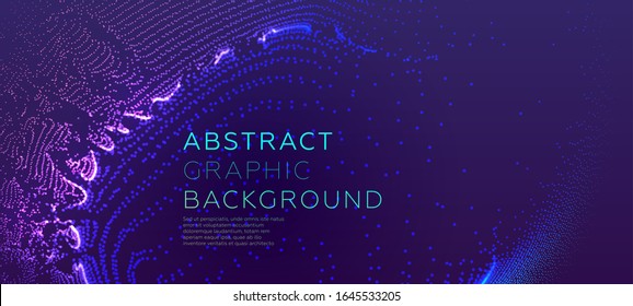 Glowing particles liquid dynamic flow. Trendy fluid cover design. Eps10 vector illustration