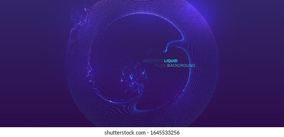 Glowing particles liquid dynamic flow. Trendy fluid cover design. Eps10 vector illustration