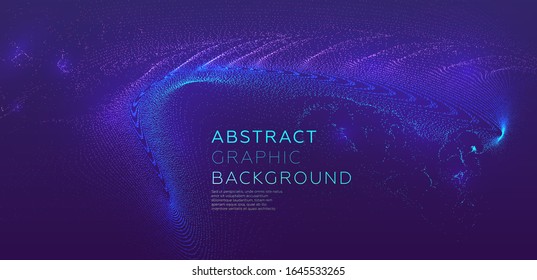 Glowing particles liquid dynamic flow. Trendy fluid cover design. Eps10 vector illustration