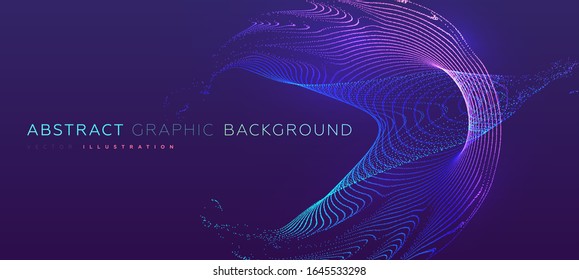 Glowing particles liquid dynamic flow. Trendy fluid cover design. Eps10 vector illustration