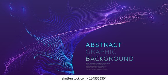 Glowing particles liquid dynamic flow. Trendy fluid cover design. Eps10 vector illustration