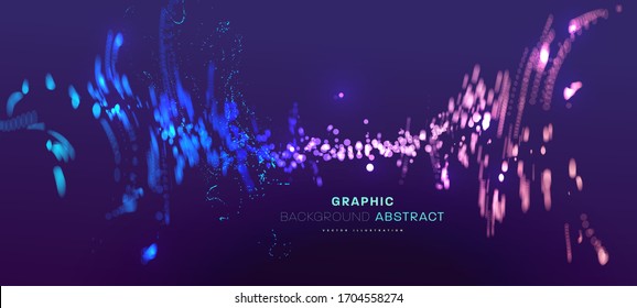 Glowing particles liquid dynamic flow. Trendy fluid cover design. Flux background. Eps10 vector illustration