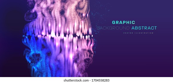 Glowing particles liquid dynamic flow. Trendy fluid cover design. Flux background. Eps10 vector illustration