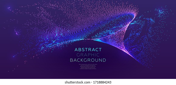 Glowing particles liquid dynamic flow. Trendy fluid cover design. Eps10 vector illustration