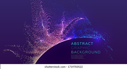 Glowing Particles Liquid Dynamic Flow. Trendy Fluid Cover Design. Eps10 Vector Illustration