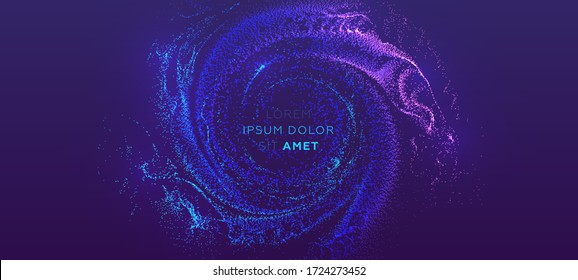 Glowing particles liquid dynamic flow. Trendy fluid cover design. Eps10 vector illustration