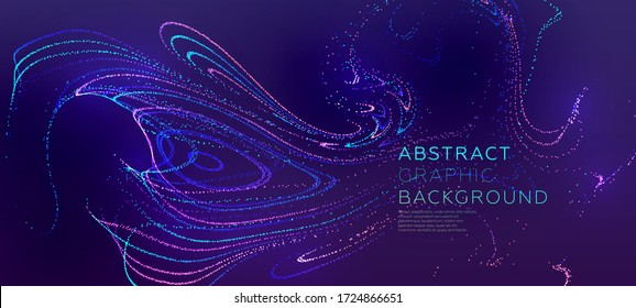 Glowing particles liquid dynamic flow. Trendy fluid cover design. Eps10 vector illustration