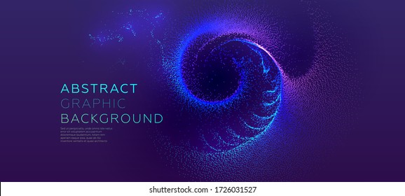 Glowing particles liquid dynamic flow. Trendy fluid cover design. Eps10 vector illustration