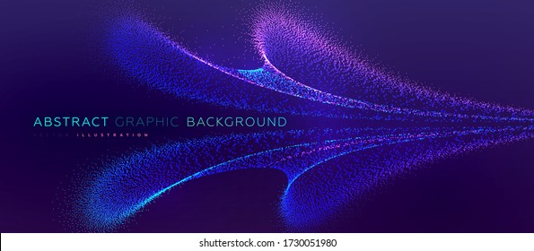 Glowing particles liquid dynamic flow. Trendy fluid cover design. Eps10 vector illustration