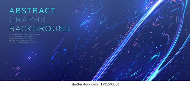 Glowing particles liquid dynamic flow. Trendy fluid cover design. Eps10 vector illustration