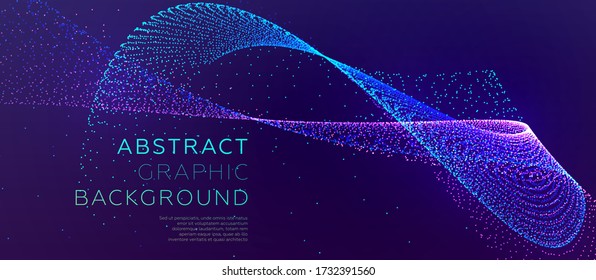 Glowing particles liquid dynamic flow. Trendy fluid cover design. Eps10 vector illustration