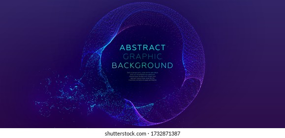 Glowing particles liquid dynamic flow. Trendy fluid cover design. Eps10 vector illustration