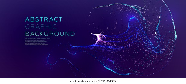 Glowing particles liquid dynamic flow. Trendy fluid cover design. Eps10 vector illustration - Shutterstock ID 1736504009
