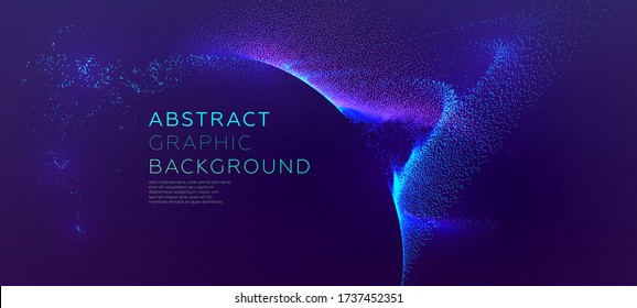 Glowing particles liquid dynamic flow. Trendy fluid cover design. Eps10 vector illustration