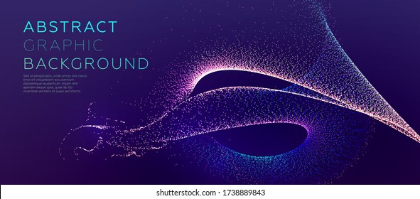 Glowing particles liquid dynamic flow. Trendy fluid cover design. Eps10 vector illustration