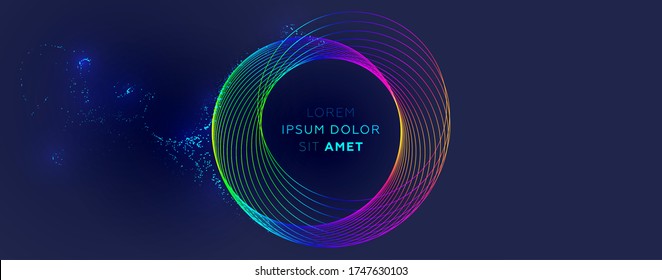 Glowing particles liquid dynamic flow. Trendy fluid cover design. Eps10 vector illustration