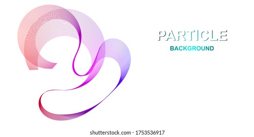 Partículas brillantes Flujo Dinámico Líquido. Fondo abstracto con una onda dinámica, líneas y partícula de color. Ilustración vectorial 