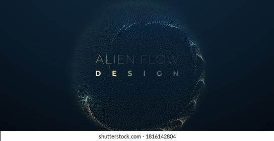 Glowing particles liquid dynamic flow. Trendy fluid cover design. Eps10 vector illustration