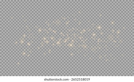 Partículas brillantes sobre fondo transparente. Luces doradas suaves, polvo de Navidades, polvo de brillo. Gráficos de Vector.