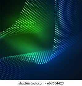 Glowing particles wave design template, vector technology light concept