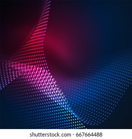 Glowing particles wave design template, vector technology light concept