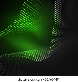 Glowing particles wave design template, vector technology light concept