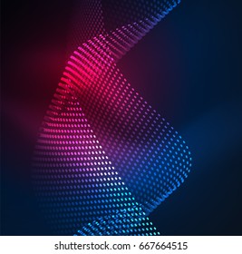Plantilla de diseño de ondas de partículas brillantes, concepto de luz de tecnología vectorial