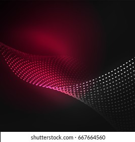 Glowing particles wave design template, vector technology light concept