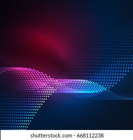 Glowing particles wave design template, vector technology light concept