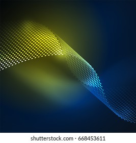 Glowing particles wave design template, vector technology light concept