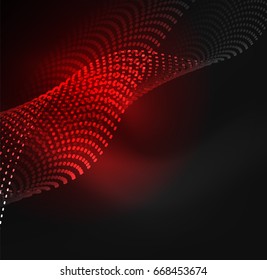 Glowing particles wave design template, vector technology light concept
