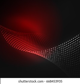 Glowing particles wave design template, vector technology light concept