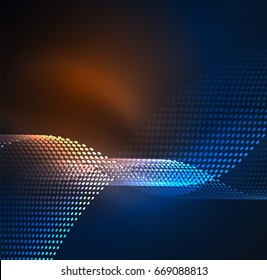 Glowing particles wave design template, vector technology light concept