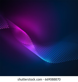 Glowing particles wave design template, vector technology light concept