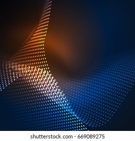 Glowing particles wave design template, vector technology light concept