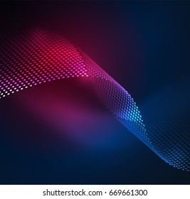 Glowing particles wave design template, vector technology light concept