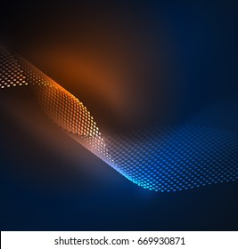 Glowing particles wave design template, vector technology light concept