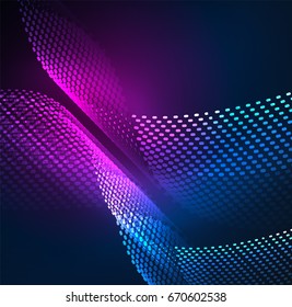 Glowing particles wave design template, vector technology light concept