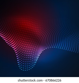 Glowing particles wave design template, vector technology light concept