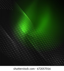 Plantilla de diseño de ondas de partículas brillantes, concepto de luz de tecnología vectorial