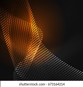 Glowing particles wave design template, vector technology light concept