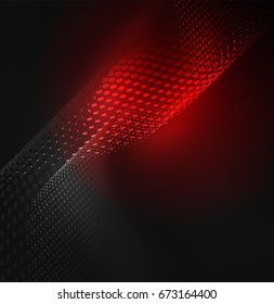 Glowing particles wave design template, vector technology light concept