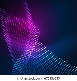 Glowing particles wave design template, vector technology light concept