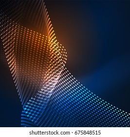 Glowing particles wave design template, vector technology light concept