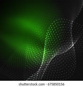 Glowing particles wave design template, vector technology light concept